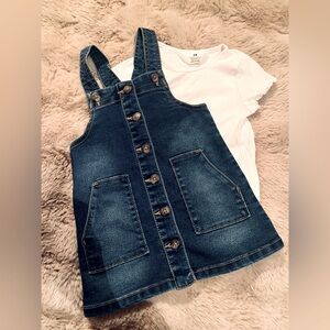 H&M Blue and White Denim Overalls